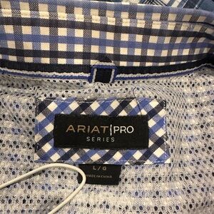 Ariat Shirt Mens Medium Blue Pro Series Plaid Button Up Western Cowboy Rancher